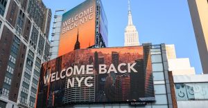 "Welcome Back NYC" sign