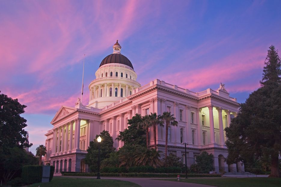 California Capitol Building at dusk