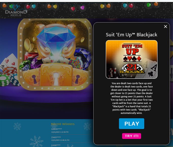 Diamond Reels Blackjack Games Desktop- Suit_ Em Up Blackjack
