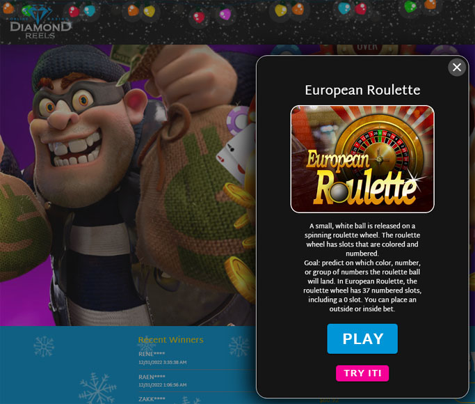 Diamond Reels Roulette Games Desktop- European Roulette
