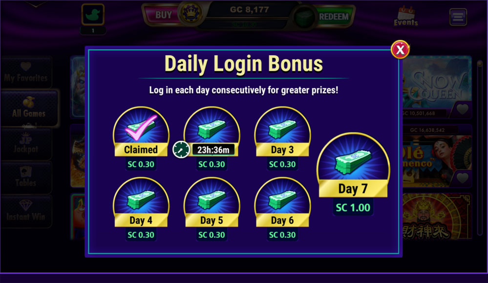 Luckyland Daily Login Bonus
