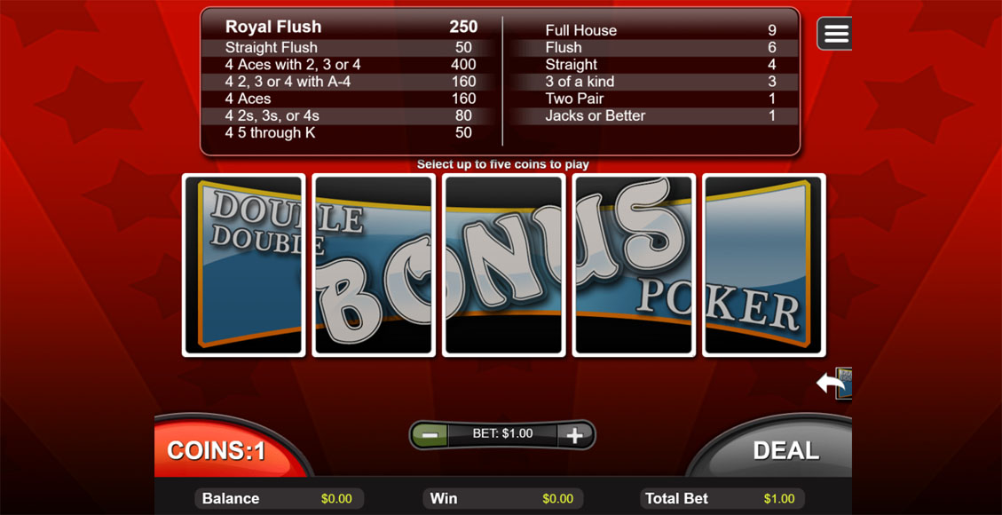 Video poker at Everygame casino