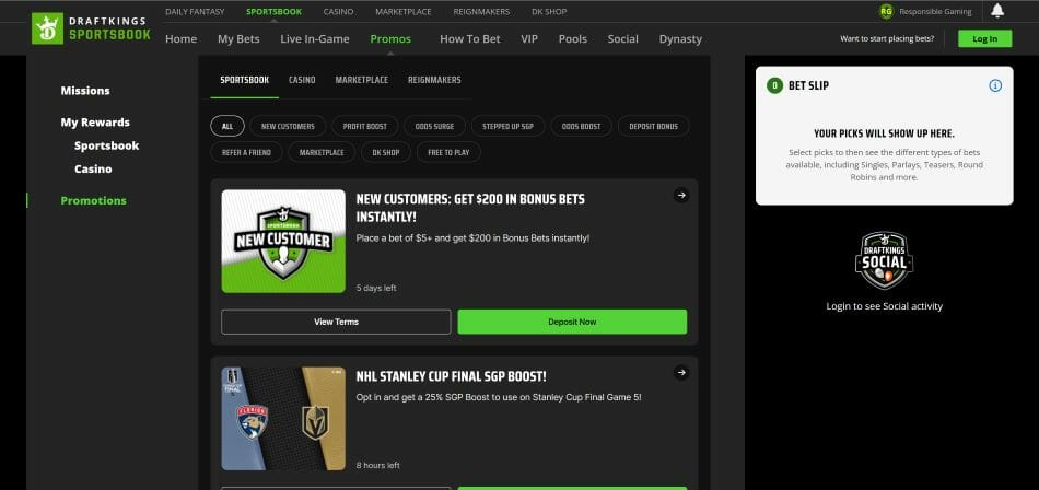 SC DraftKings sportsbook promotions