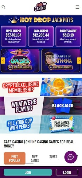 Cafe Casino Homepage