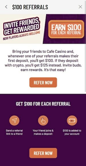 Cafe Casino Referral Program