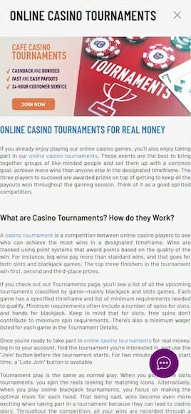 Cafe Casino Tournaments