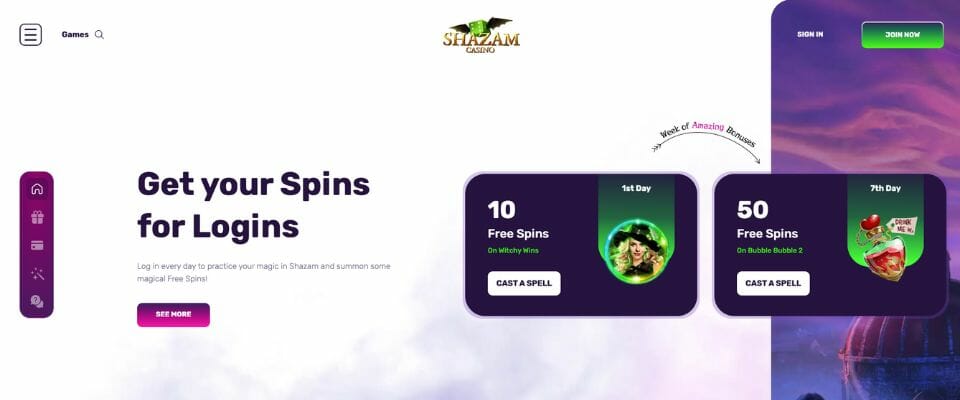 Shazam Casino Daily Free Spins