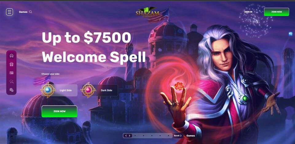 Shazam Casino homepage