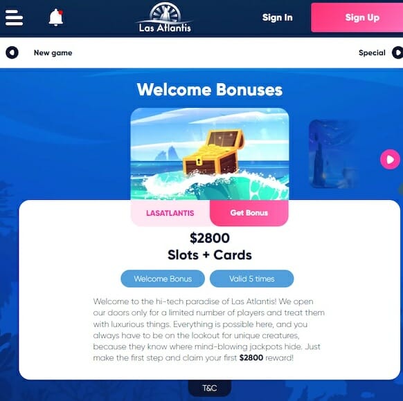 las atlantis welcome bonus app