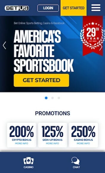 BetUS Sportsbook homepage
