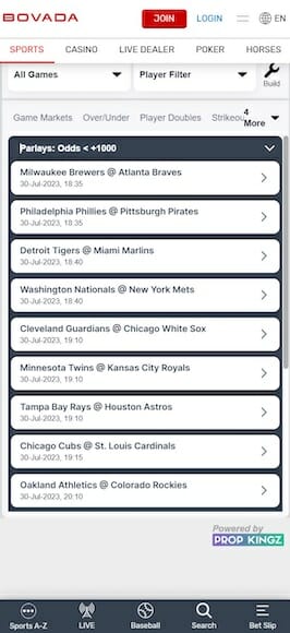 Bovada Parlays