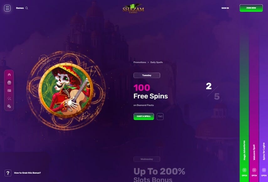 Shazam Casino 100 Free Spins